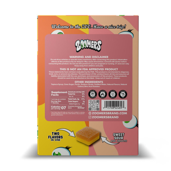 Zoomers DUO Magic Mushroom Gummies 1PK- 30CT Peach Mango Back