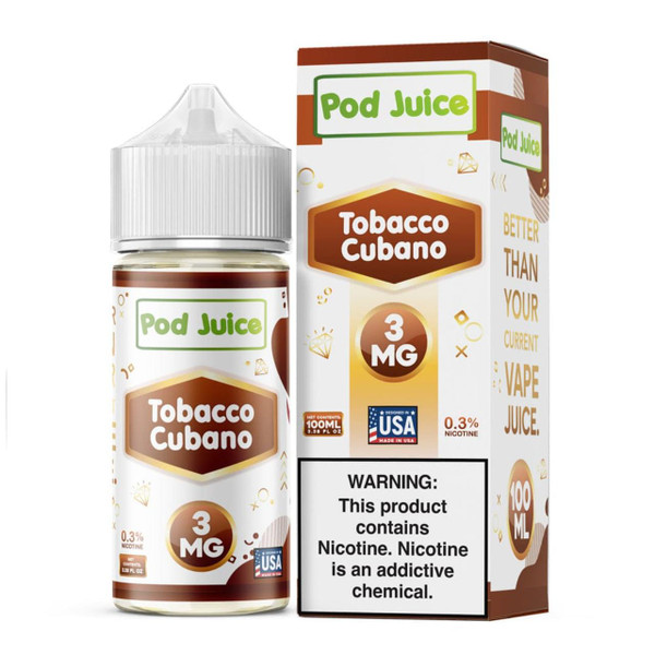 Pod Juice Tobacco Cubano Tobacco Free Nicotine 100ML E-Juice