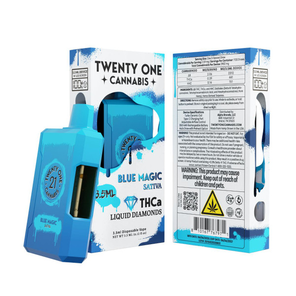 Twenty One THCA Cannabis Liquid Diamonds Disposable 3.5ML Blue Magic Sativa