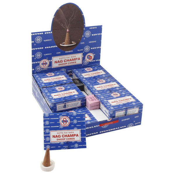 Satya Nag Champa Dhoop Cones Pack of 12-Regular