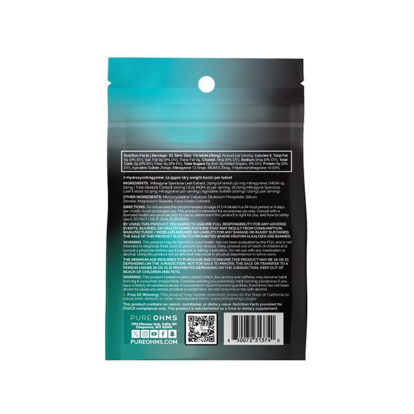 Pure OHMS Black High Potency Alkaloid Tablets 1000MG-5CT Blue Razz Back