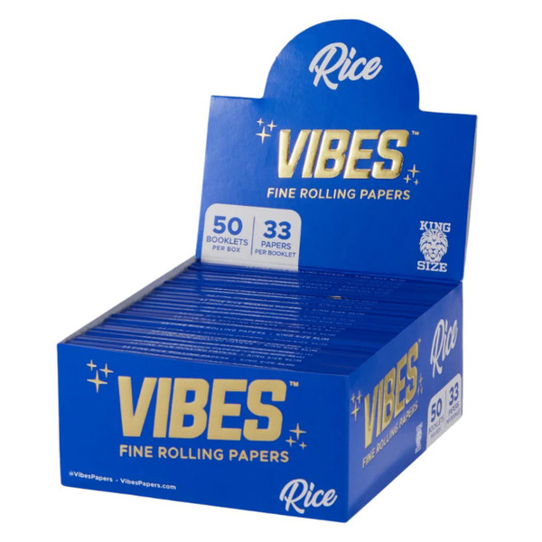 VIBES - PAPERS - KING SIZE - 50 BOOKLETS - 33 PAPERS PER BOOKLET RICE BLUE