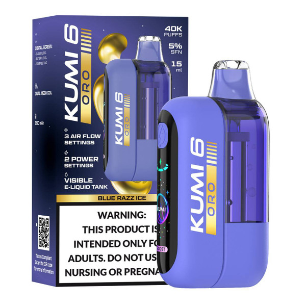 KUMI 6 Oro 40K Puff Disposable Blue Razz Ice
