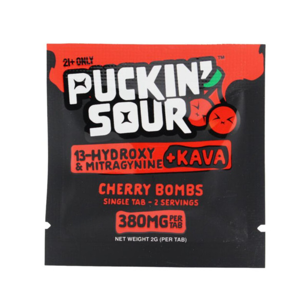 Puckin Sour Mitragynine+Hydroxy+Kava Tablets 380MG - 1CT Cherry Bomb