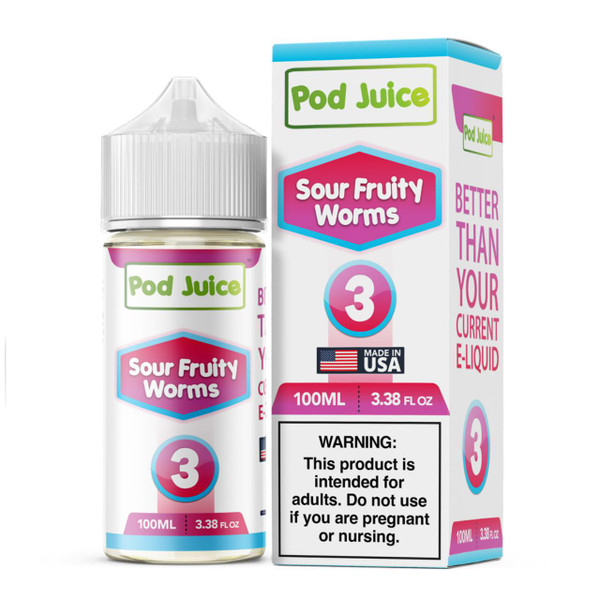 Pod Juice Sour Fruity Worms Nixodine 100ML E-Juice 3 MG