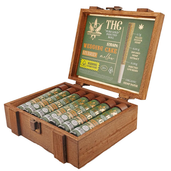 Hemp Wellness Pure Gold THC Injected Prerolls 2G -15CT Wedding Cake Hybrid