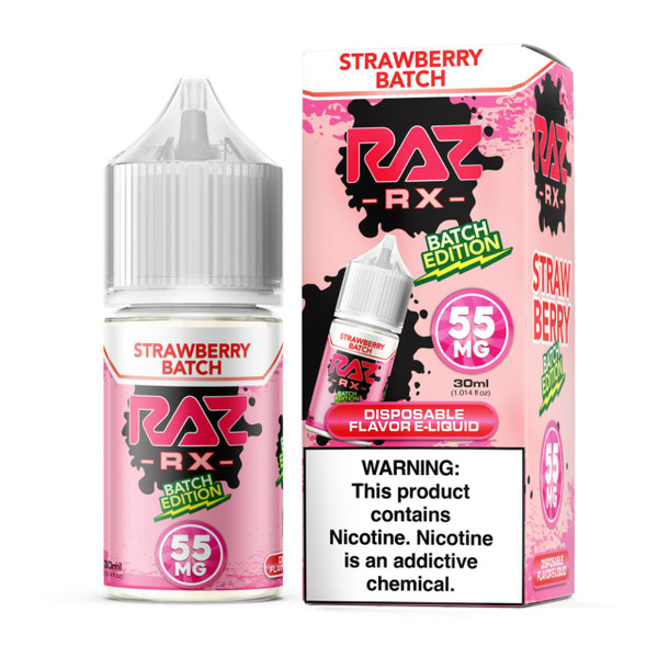 Pod Juice RX Raz Strawberry Batch Tobacco Free Nicotine 30ml Salt E-Juice 55mg