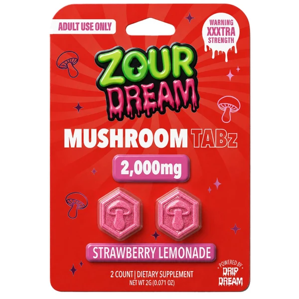 Zour Dream Mushroom Tablets 2000MG - 2CT Strawberry Lemonade