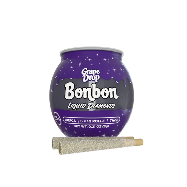 Bonbon THCA Liquid Diamonds Prerolls 1G-6CT Grape Drop Indica