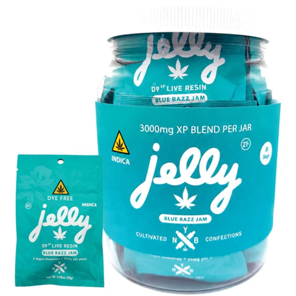 Jelly XP D9 Live Resin Blend Jar 3000MG -30CT Blue Razz Indica