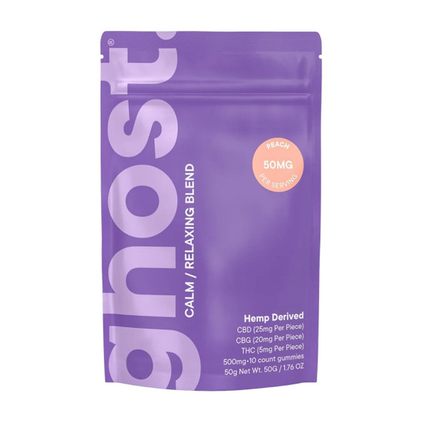 Ghost Wellness Blend Calm Relaxing Gummies 500MG - 10CT Peach