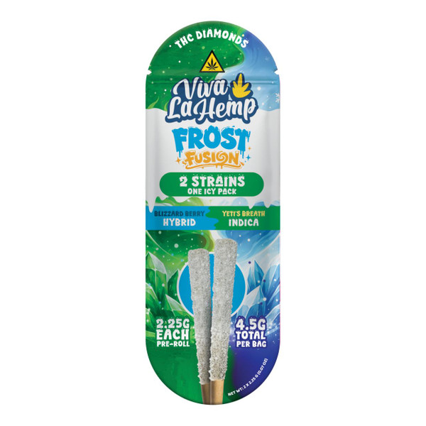 Viva La Hemp Frost Fusion THC Prerolls (4.5G2.25G) -1PK-6CT Blizzard Berry Hybrid-Yetis Breath Indica