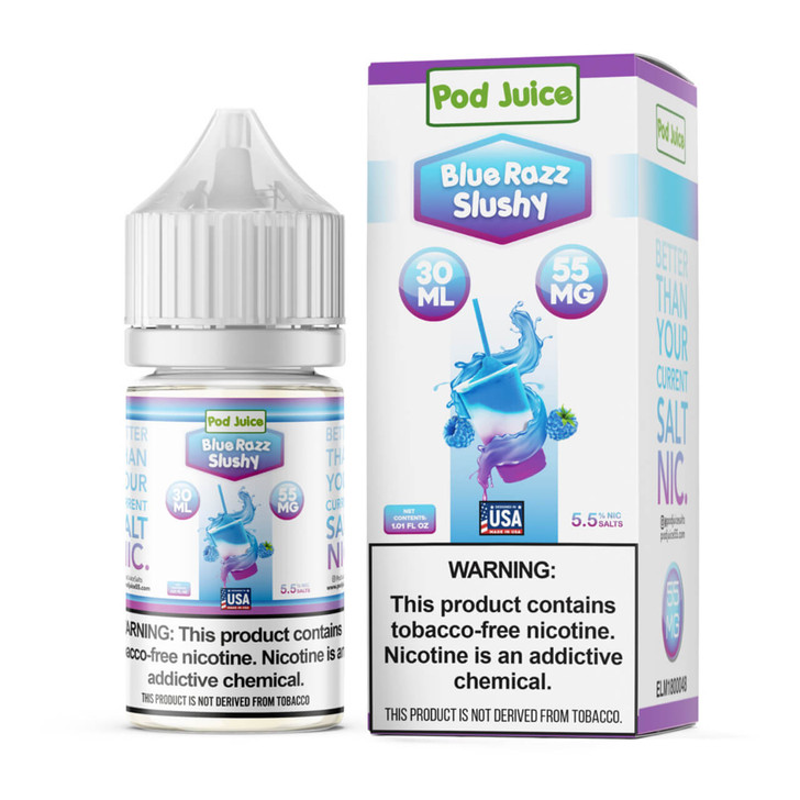 Pod Juice Salt Blue Razz Slushy Tobacco Free Nicotine E-Juice 30ml
