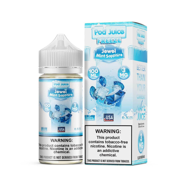 Pod Juice Jewel Mint Sapphire Freeze Tobacco Free Nicotine E-Juice 100ml