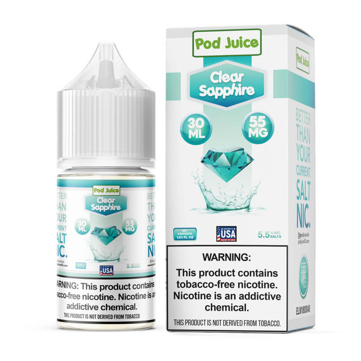 Pod Juice Salt Clear Sapphire Tobacco Free Nicotine E-Juice 30ml