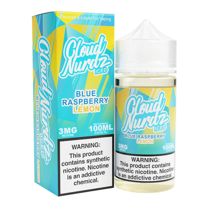 Cloud Nurdz Iced Blue Raspberry Lemon Synthetic Nicotine 100ml E-Juice