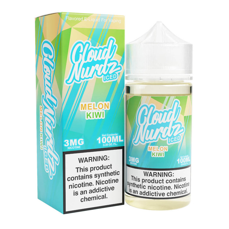 Cloud Nurdz Iced Kiwi Melon Synthetic Nicotine 100ml E-Juice