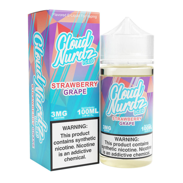 Cloud Nurdz Iced Grape Strawberry Synthetic Nicotine 100ml E-Juice