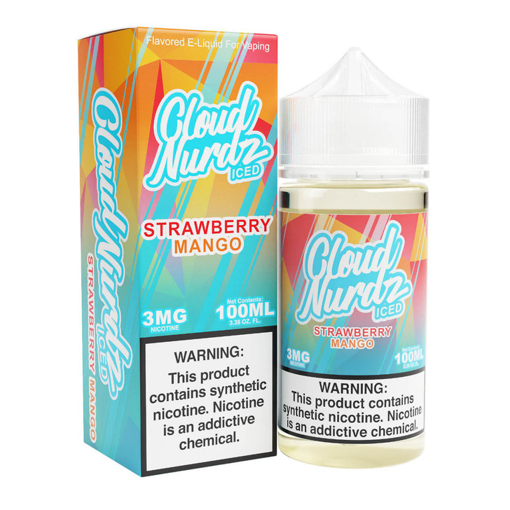 Cloud Nurdz Iced Strawberry Mango Synthetic Nicotine 100ml E-Juice
