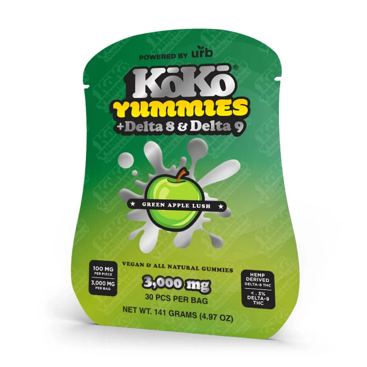 Koko Yummies Powered by Urb Gummies 3000MG Green Apple Lush