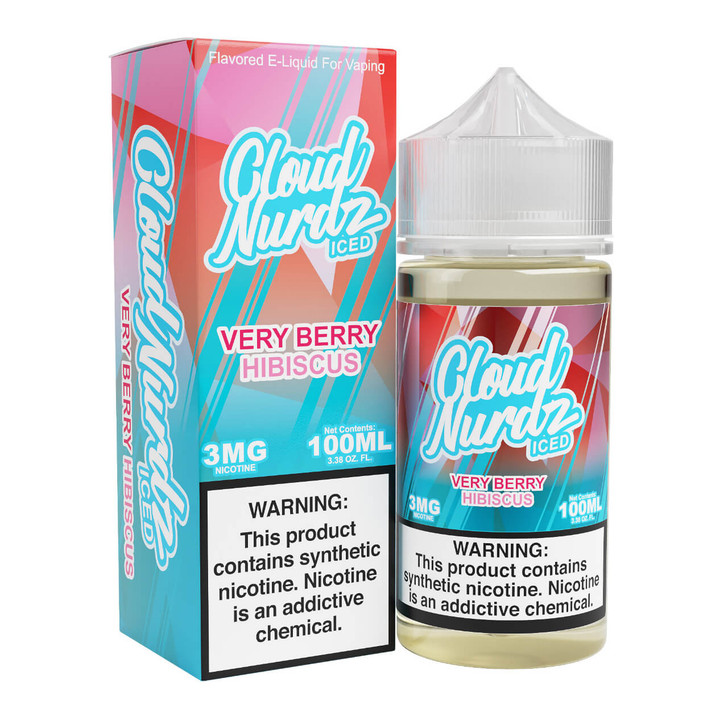 Cloud Nurdz Iced Very Berry Hibiscus Synthetic Nicotine 100ml E-Juice