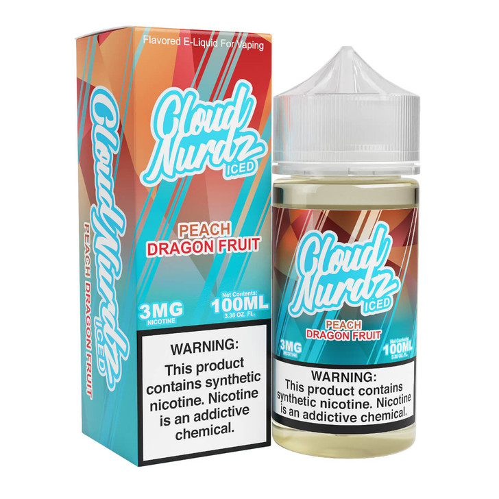 Cloud Nurdz Iced Peach Dragonfruit Synthetic Nicotine 100ml E-Juice