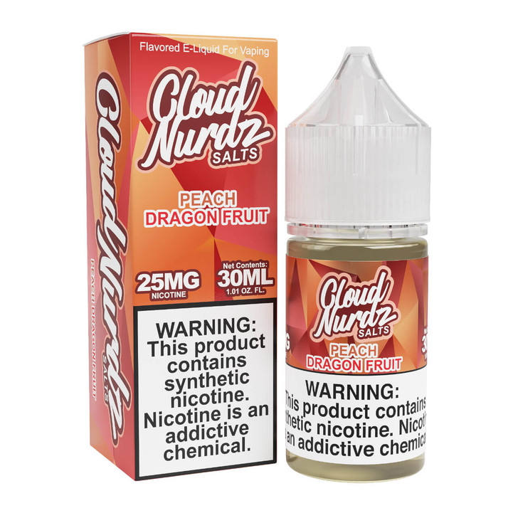 Cloud Nurdz Salts Peach Dragonfruit Synthetic Nicotine 30ml E-Juice