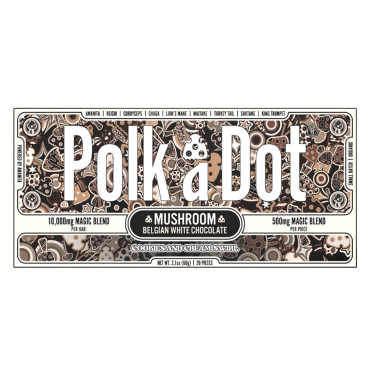 URB x Polk A Dot Mushroom Chocolate Bar 500MG Cookies and Cream Swirl