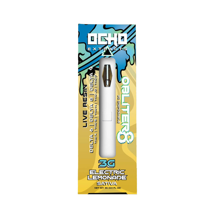 Ocho Extracts Obliter8 Delta 6 Delta 8 Delta 9 THC-B THC-H THC-JD THC-P THC-X Live Resin 3G Disposable-electric lemonade