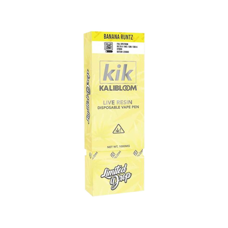 Kalibloom KIK Live Resin Delta 8 HHC CBN CBG A Hybrid Disposable Vape Device Banana Runtz
