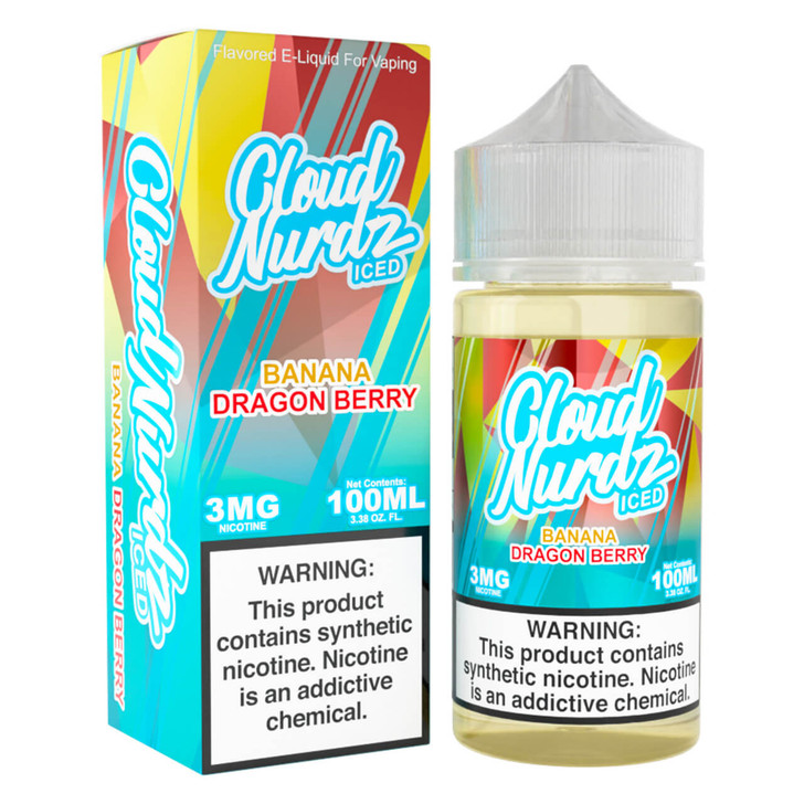 Cloud Nurdz Iced Banana Dragonberry Synthetic Nicotine 100ml E-Juice