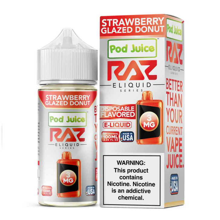 Pod Juice x RAZ Strawberry Glazed Donut Tobacco Free Nicotine E-Juice 100ml