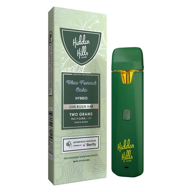 Hidden Hills Club Bussin Blend D9THC-P Liquid Diamond Disposable – 2G Blue Funnel Cake