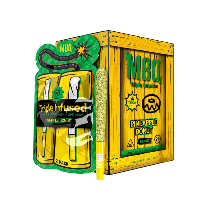 Maad House M80 THC-A Live Resin 8G Pre Roll – 2PK Pineapple Donut