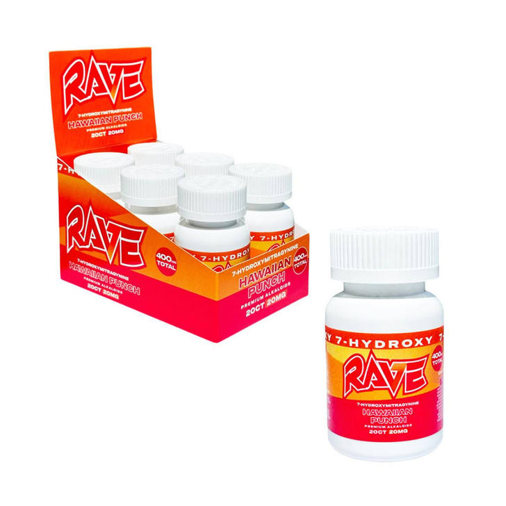 RAVE 7-Hydroxymitragynine Tablet Bottle 400MG - Hawaiian Punch