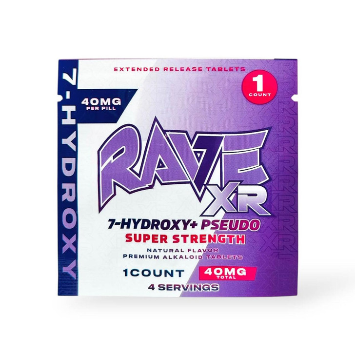 RAVE XR Super Strength 7-Hydroxy + Pseudo Tablet 40MG - 1 Count
