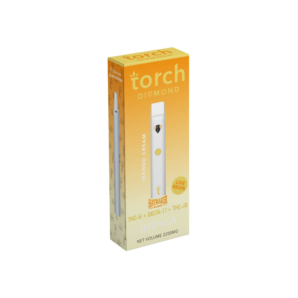 Torch Diamond Haymaker Blend THC-H THC-JD Live Resin Delta 11 2.2G Disposable Device-Mango Cream