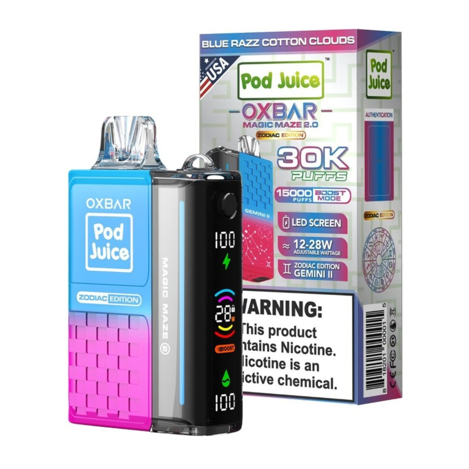 OXBAR Magic Maze 2.0 30,000 Puff Disposable Blue Razz Cotton Clouds