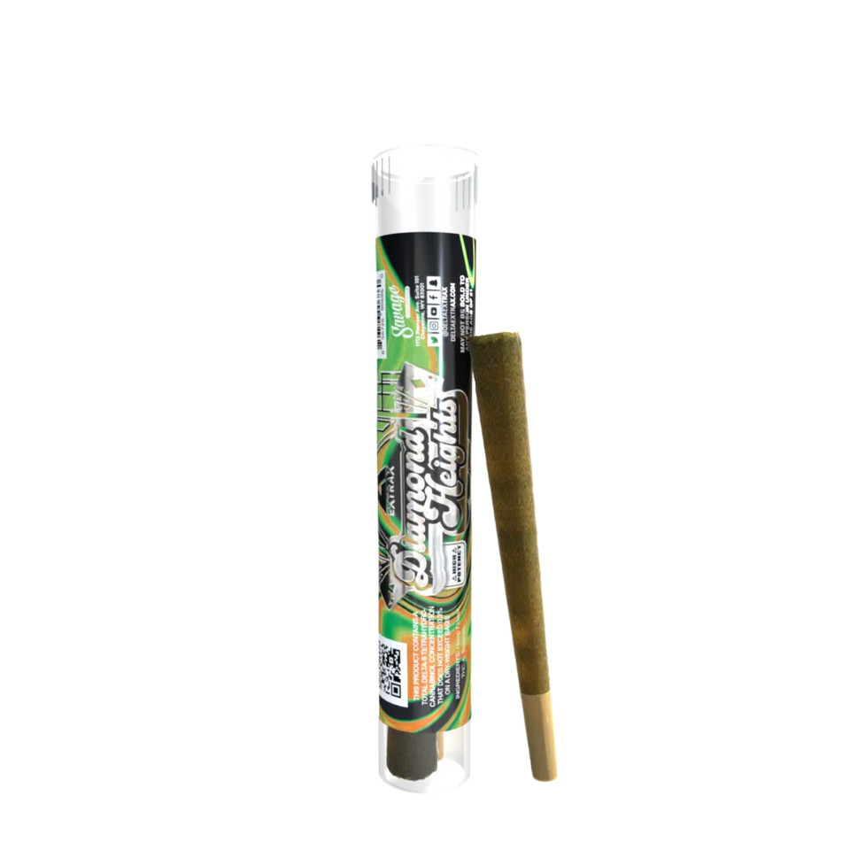 Delta Extrax Diamond Heights Exotic Indoor THC-A Pre Roll - 2PK Gorilla Glue