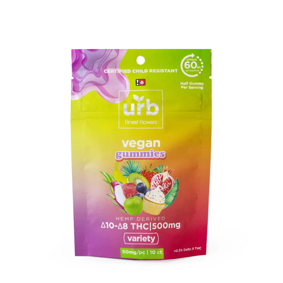 URB Delta-10 Delta-8 THC Vegan Gummies 500MG-Variety