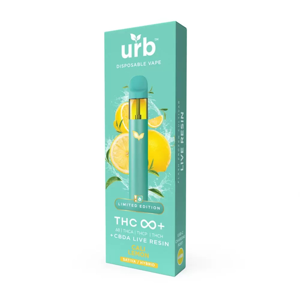 URB THC Infinity+ Delta-8/THC-A/THC-P/THC-H/CBD-A Live Resin Disposable - 3G Cali Lemon