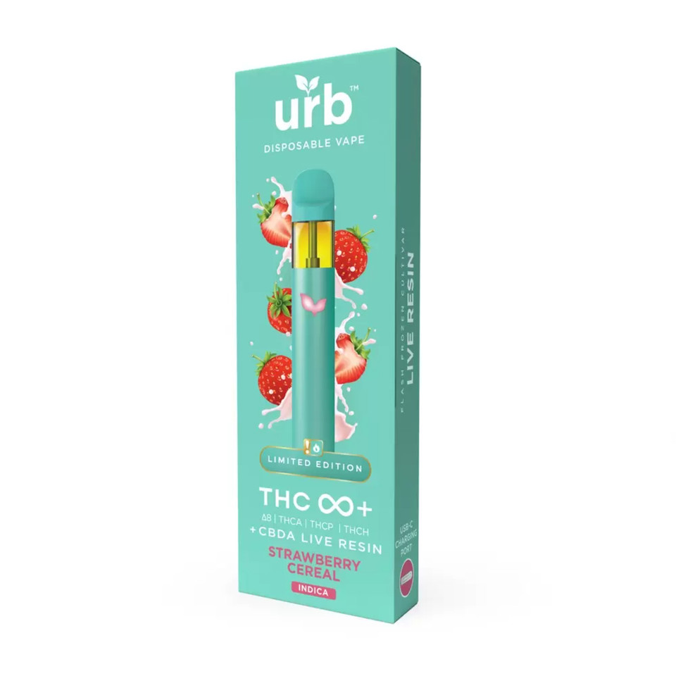 URB THC Infinity+ Delta-8/THC-A/THC-P/THC-H/CBD-A Live Resin Disposable - 3G Strawberry Cereal