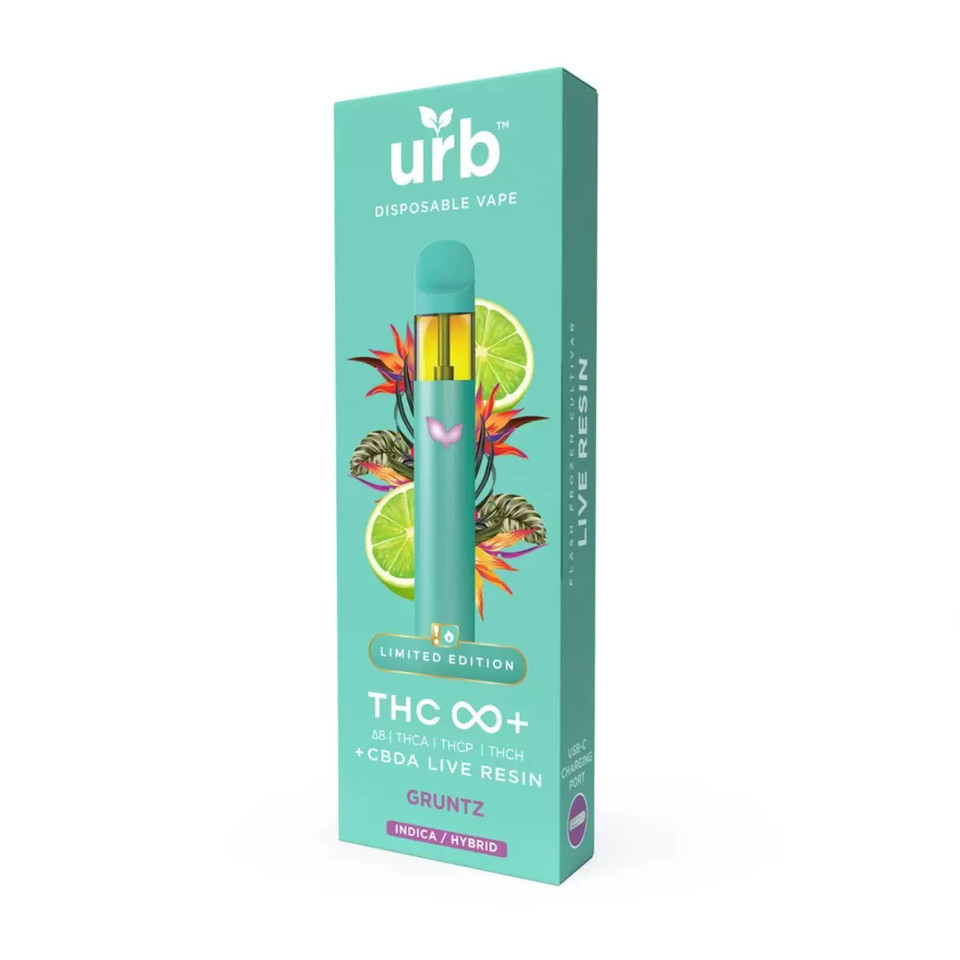 URB THC Infinity+ Delta-8/THC-A/THC-P/THC-H/CBD-A Live Resin Disposable - 3G Gruntz