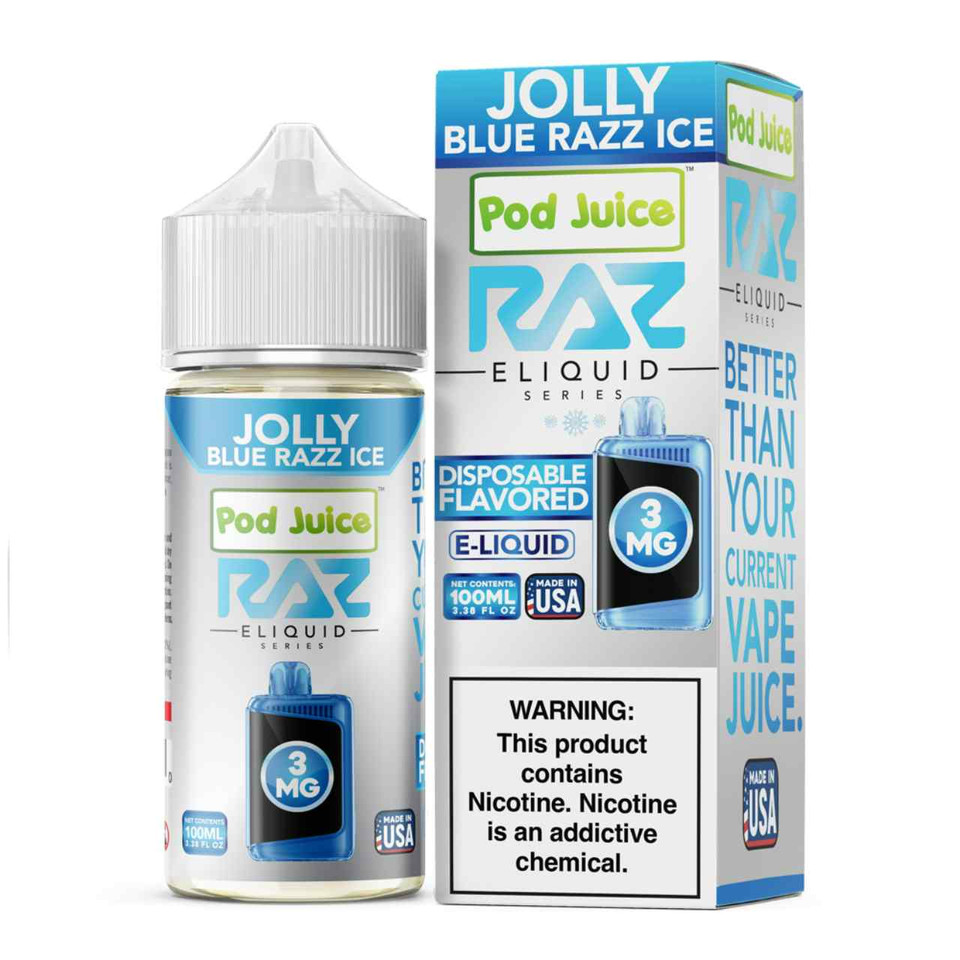Pod Juice x RAZ Jolly Blue Razz Ice Tobacco Free Nicotine E-Juice 100ml