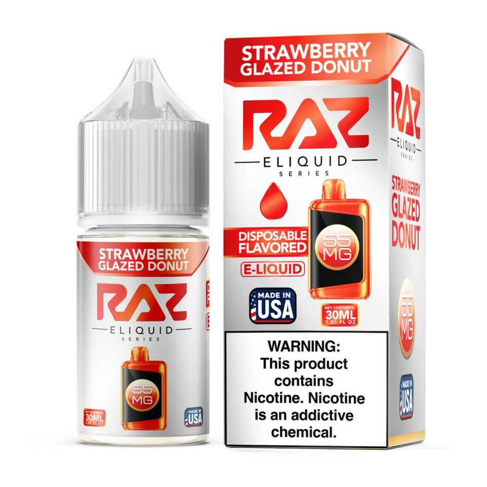 Pod Juice x RAZ Salt Strawberry Glazed Donut Tobacco Free Nicotine E-Juice 30ml