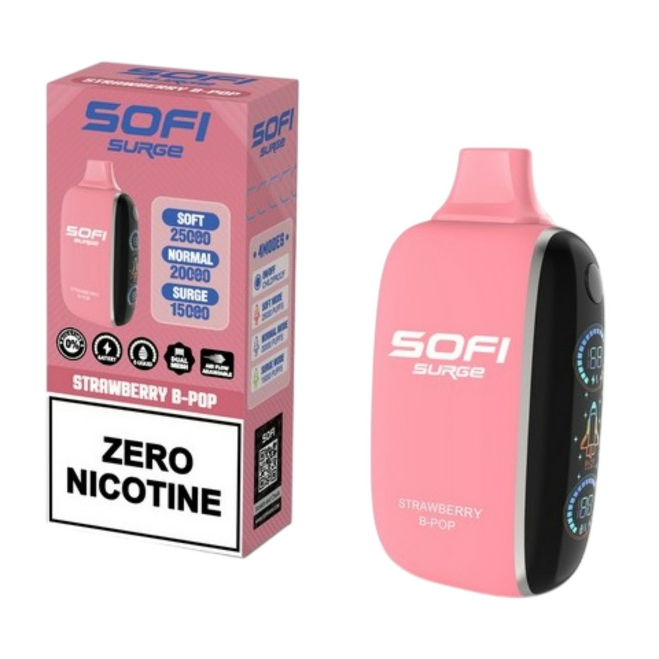 Sofi Surge Zero Nicotine 25000 Puff Disposable Strawberry B Pop