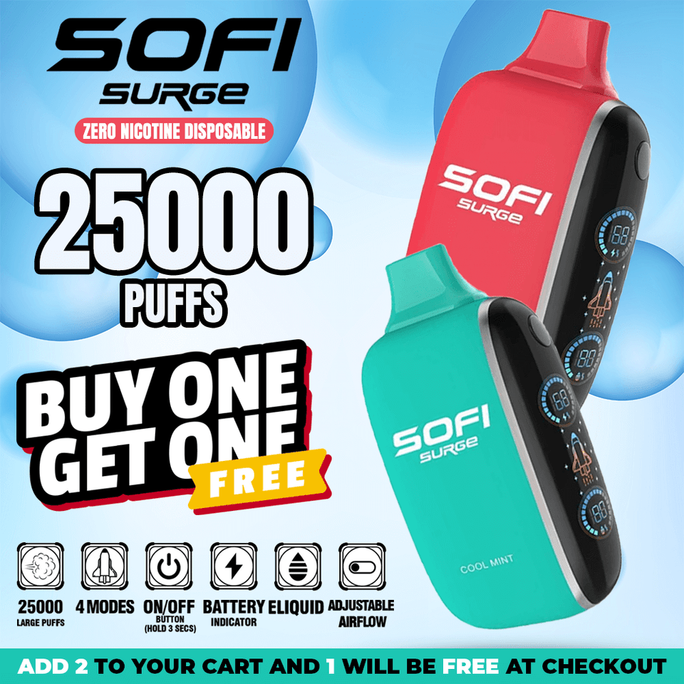 Sofi Surge Zero Nicotine Disposable (25000 Puffs) - Buy 1 Get 1 Free