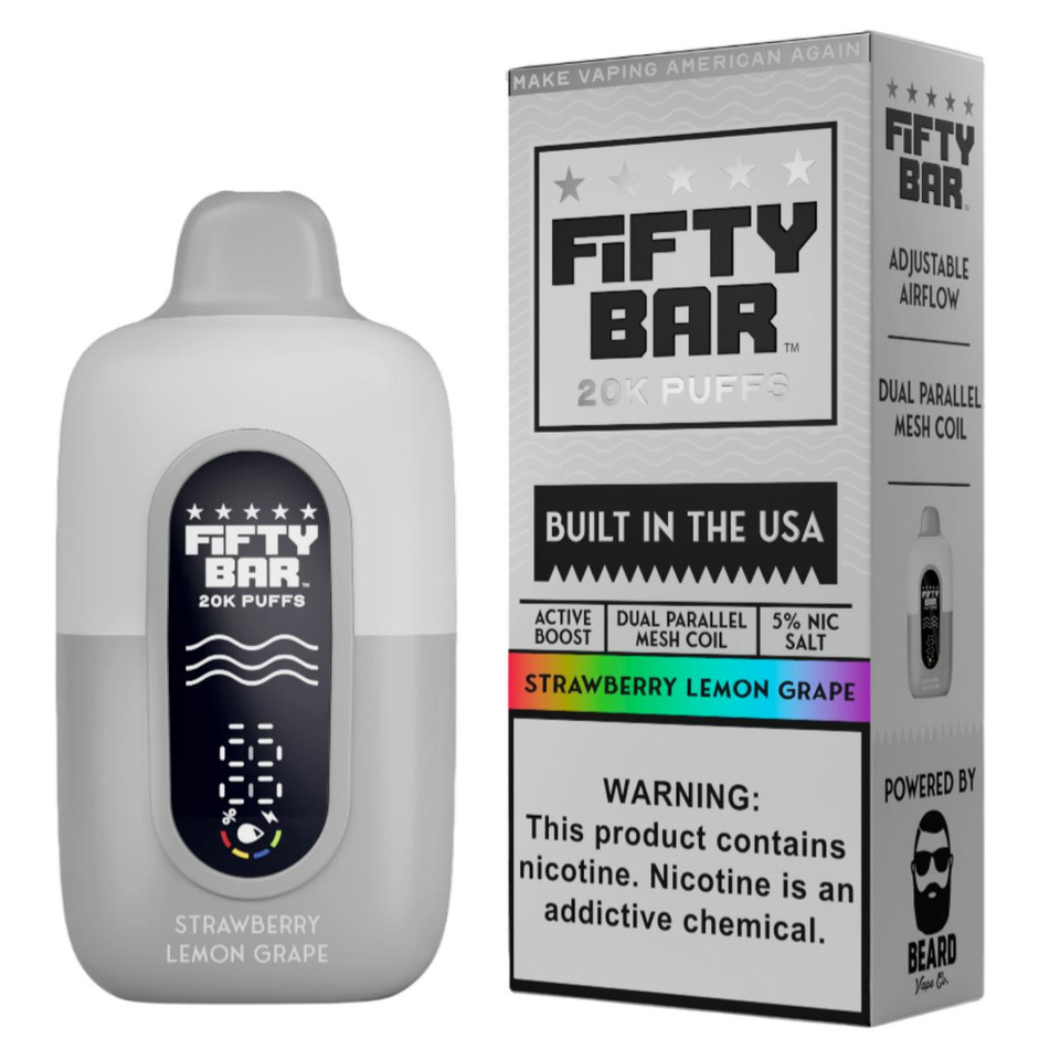 Fifty Bar V2 20000 Puff Disposable White Series - Strawberry Lemon Grape