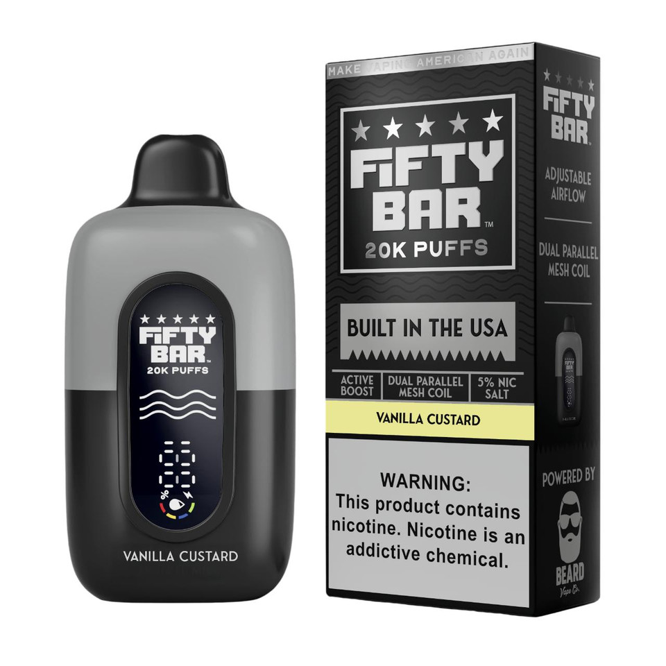 Fifty Bar V2 20000 Puff Disposable Vanilla Custard - Black Series