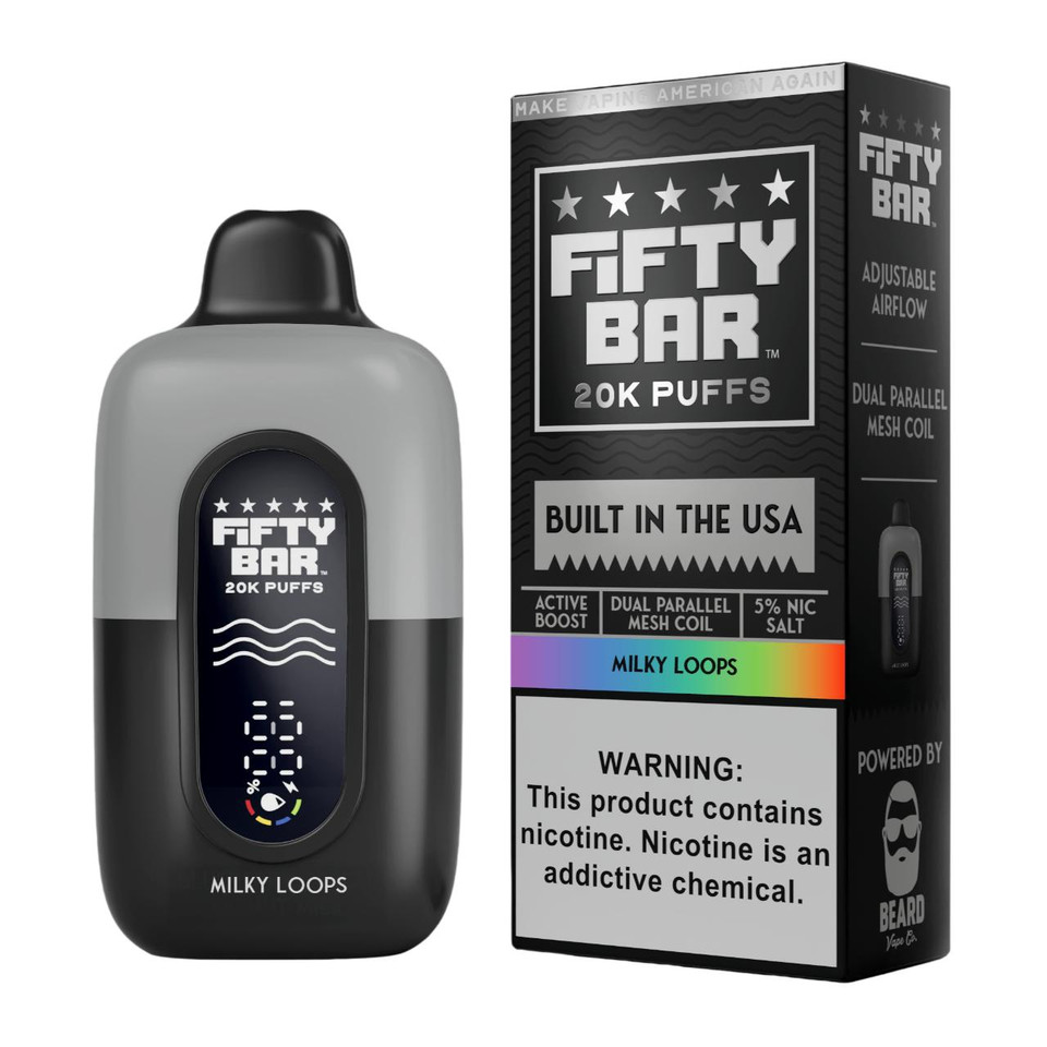 Fifty Bar V2 20000 Puff Disposable Milky Loops - Black Series